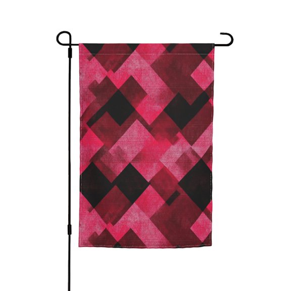 Rod-Free Courtyard Decorative Flag 12x18in Thick Fabric Four Seasons Universal Durable Not Easy To Fade Disassembly Convenient Argyle Plaid Magenta_1