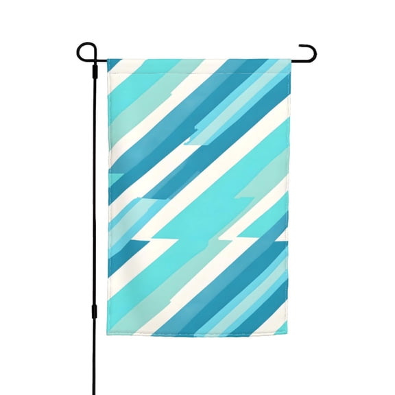 Rod-Free Courtyard Decorative Flag 12x18in Thick Fabric Four Seasons Universal Durable Not Easy To Fade Disassembly Convenient Cyan Stripe_1