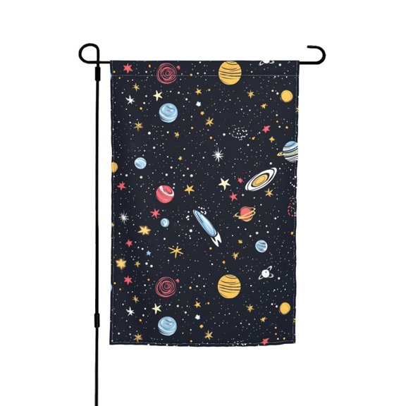 Rod-Free Courtyard Decorative Flag 12x18in Thick Fabric Four Seasons Universal Durable Not Easy To Fade Disassembly Convenient Galaxy Planet