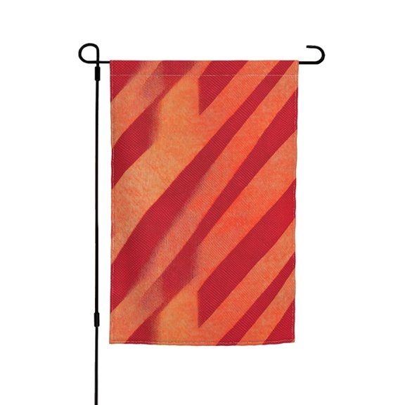 Rod-Free Courtyard Decorative Flag 12x18in Thick Fabric Four Seasons Universal Durable Not Easy To Fade Disassembly Convenient Orangered Stripe_3