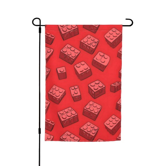 Rod-Free Courtyard Decorative Flag 12x18in Thick Fabric Four Seasons Universal Durable Not Easy To Fade Disassembly Convenient Red Building Block