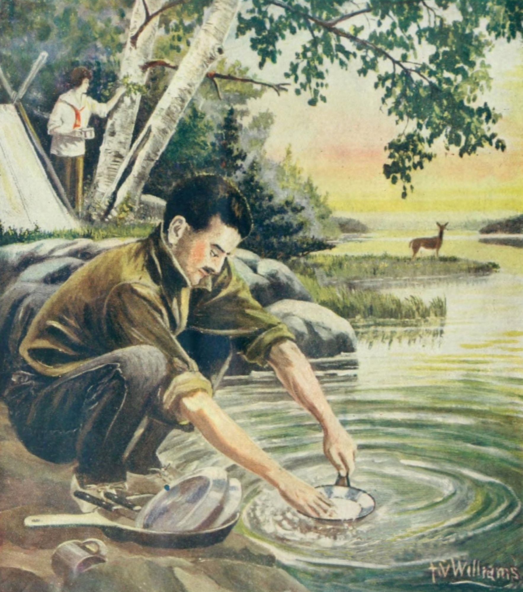 Rod & Gun in Canada 1916-22 Camping Dishes Canvas Art - FV Williams (18 x 24)
