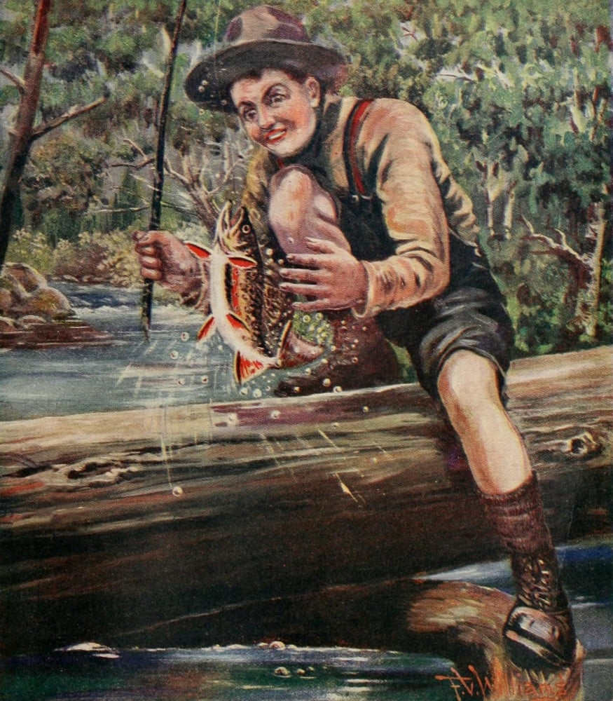 Rod & Gun in Canada 1916-22 Gone Fishin Canvas Art - FV Williams (24 x 36)