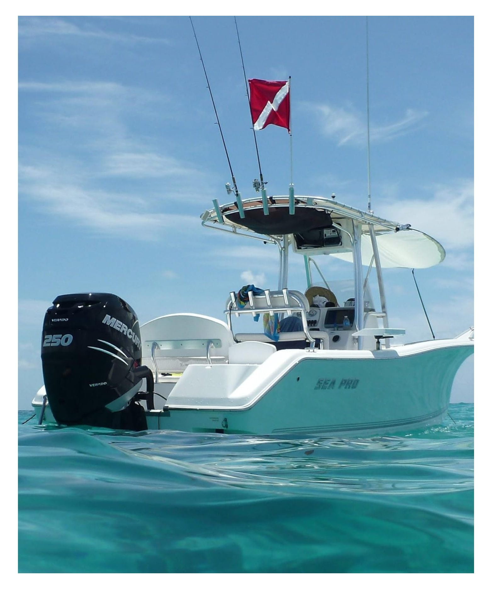 Rod Holder Boat Flag Pole with Dive Flag (4 Foot)