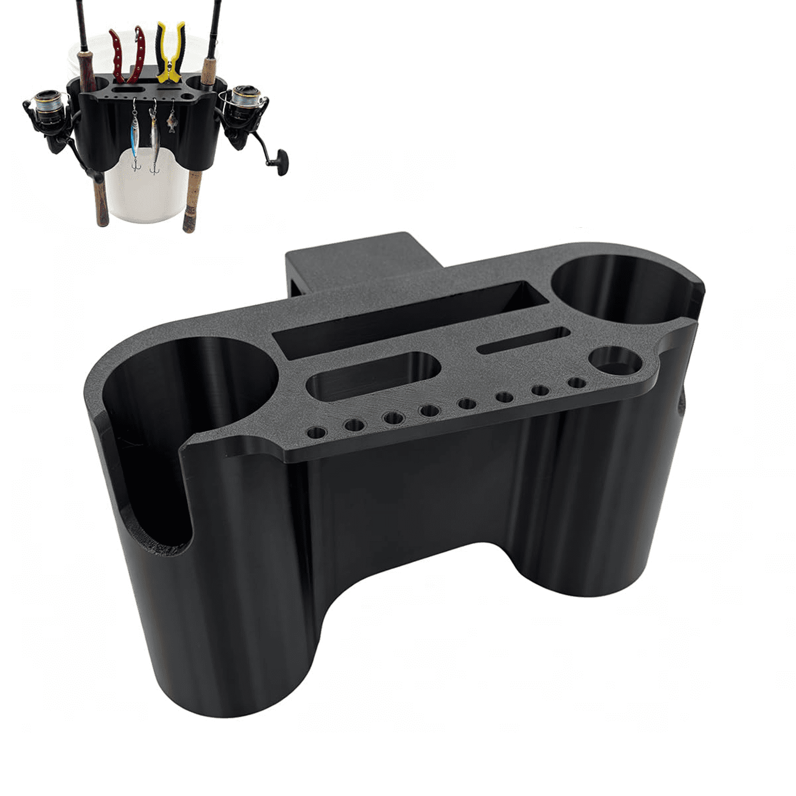 fishing rod bucket holder Tideline3D Compatible with YETI LoadOut (Black) : Sports & Outdoors Unique DesignSlotted design on each fishing rod holder tube also allows enough storage place for fishing reels 2-Pack Adjustable Bucket Rod Holder