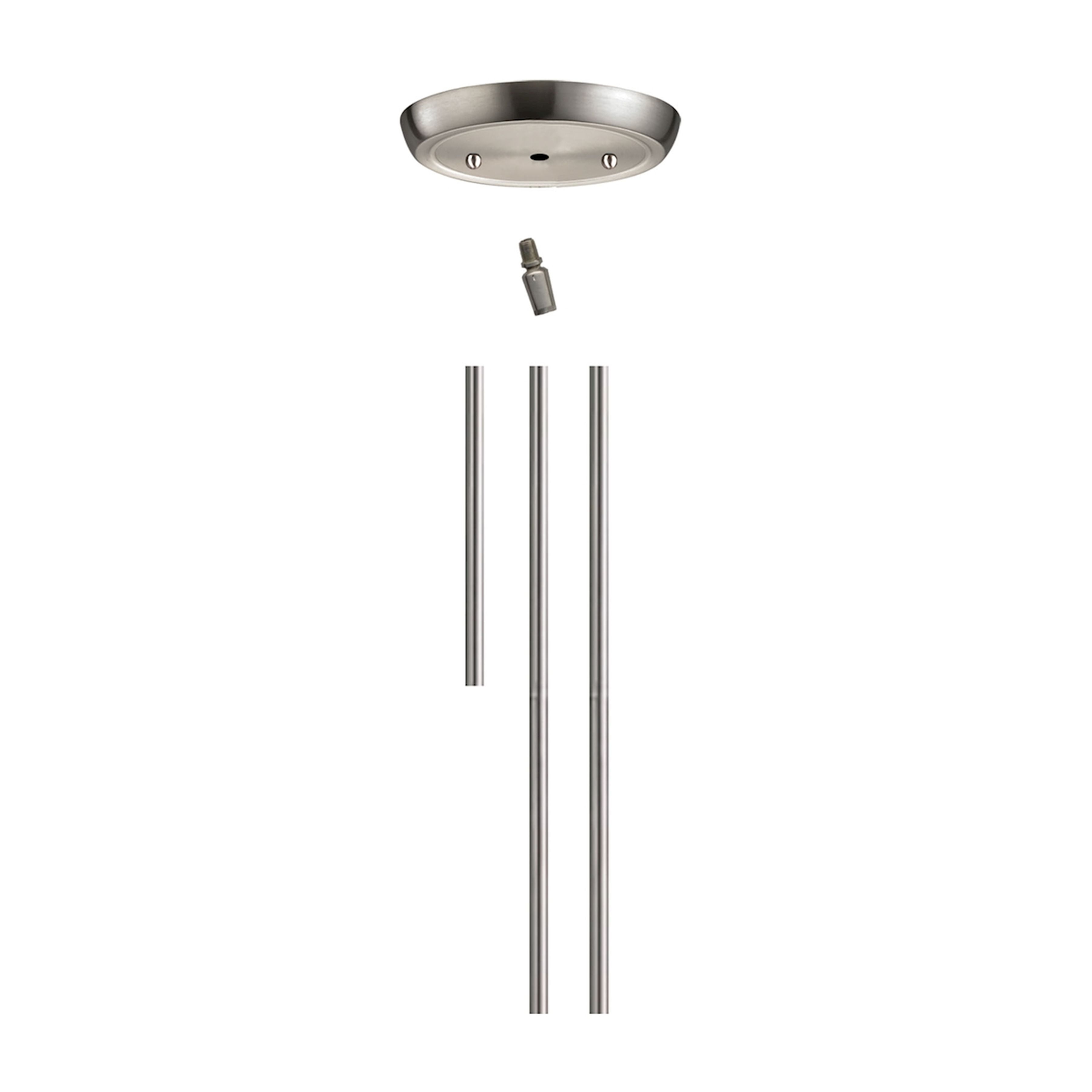 Satin Nickel Glass Extension Rod Kit for Ceiling Lights
