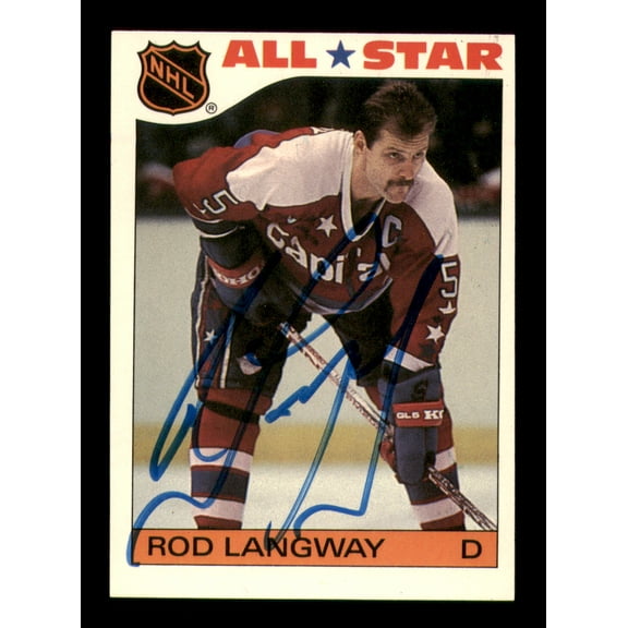 Rod Langway Autographed 1985-86 Topps Stickers Card #10 Washington Capitals SKU #251591