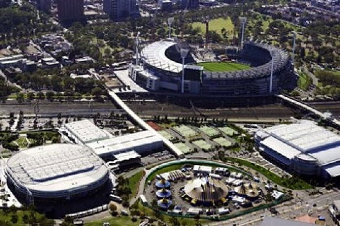 Rod Laver Arena and Melbourne Cricket Ground Melbourne Victoria Australia Canvas Art - David Wall DanitaDelimont (36 x 24)