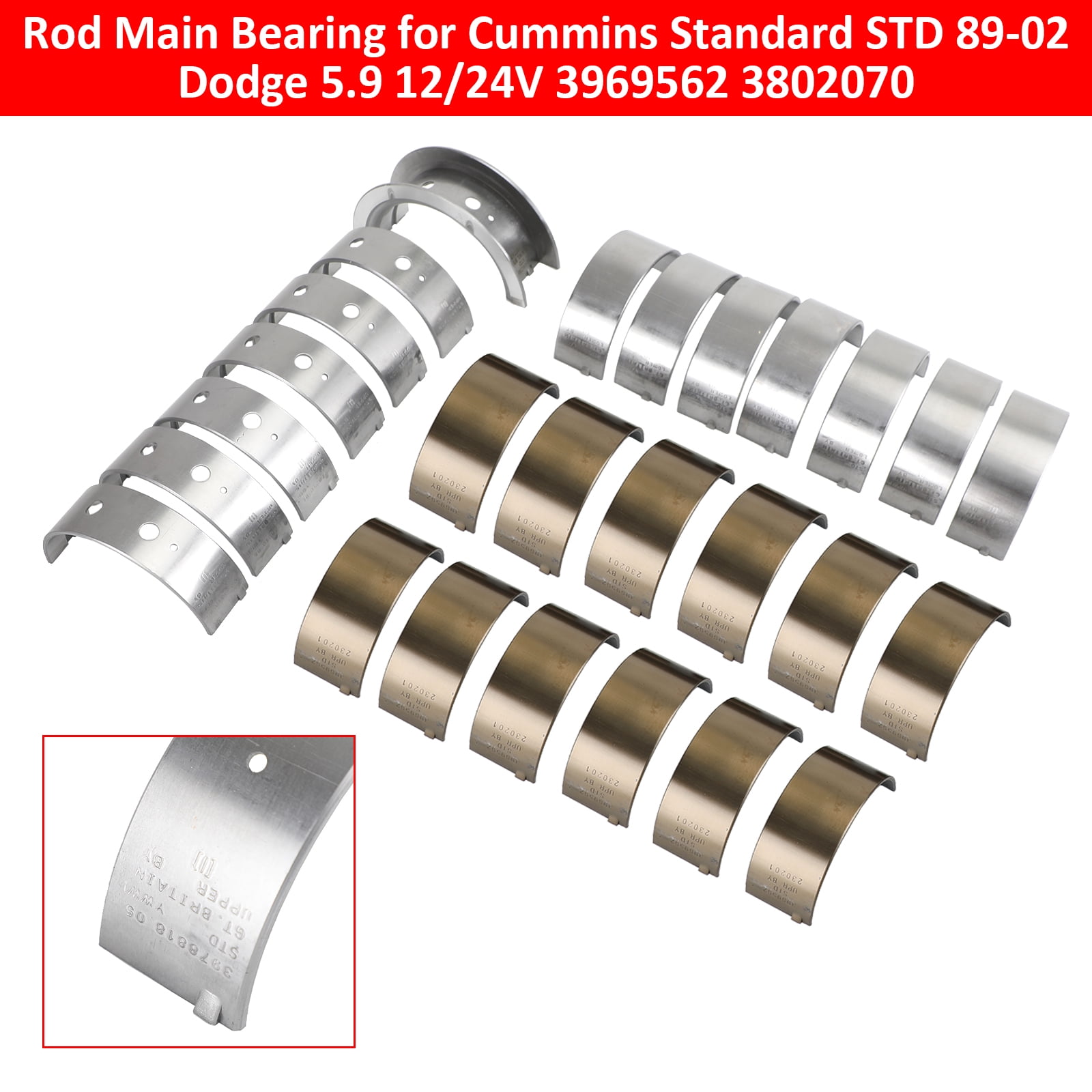 Rod Main Bearing for Cummins Standard STD 89-02 Dodge 5.9 12/24V ...