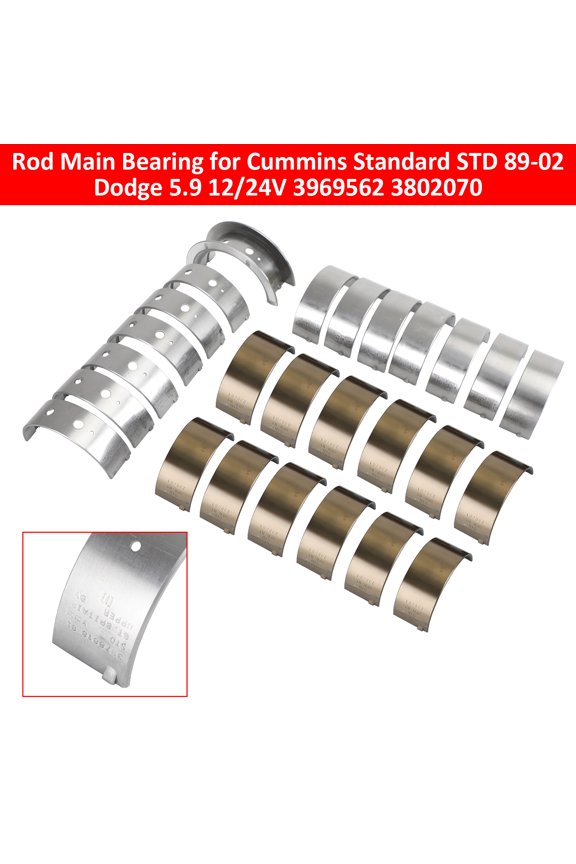Rod Main Bearing for Cummins Standard STD 89-02 Dodge 5.9 12/24V 3969562 3802070