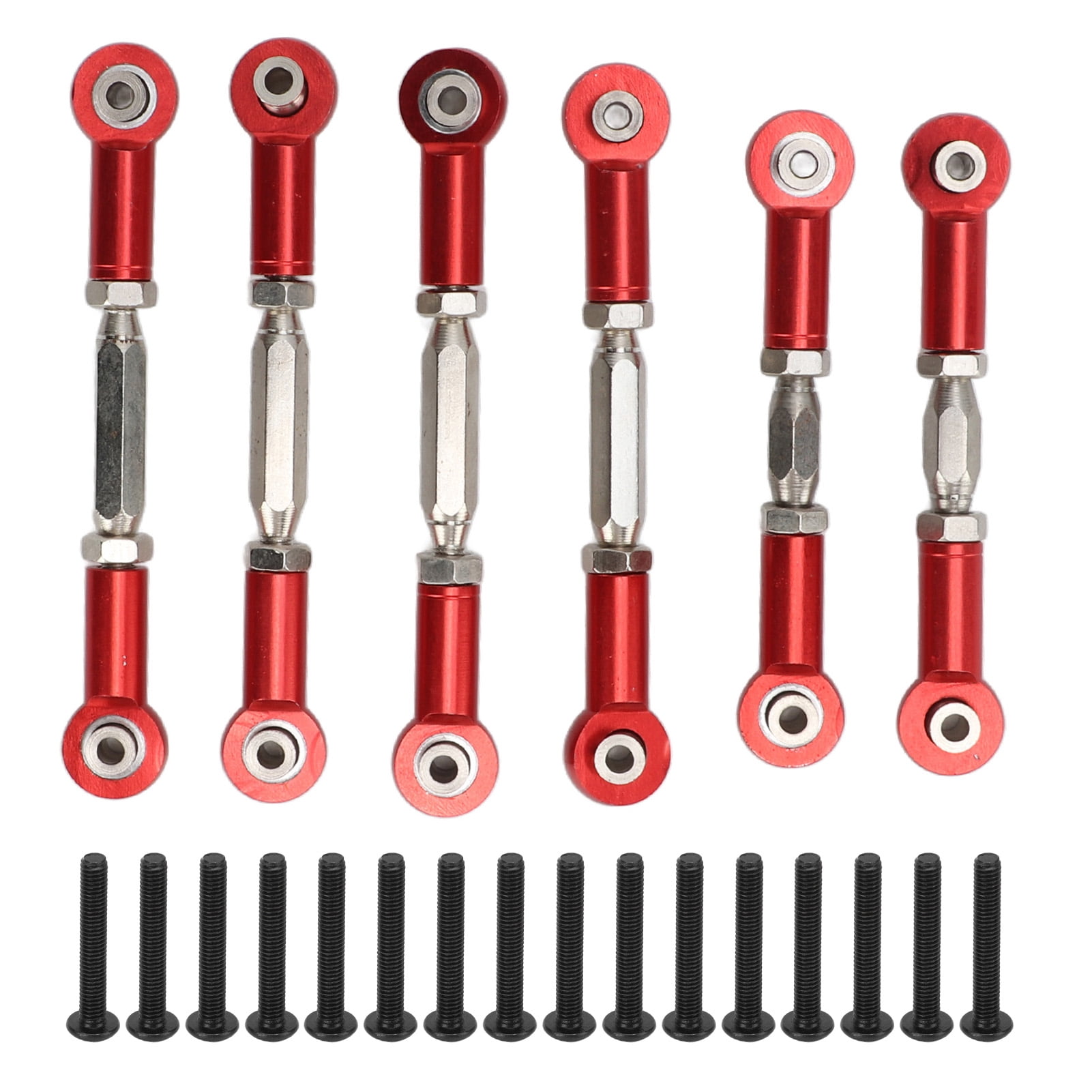 Metal Linkage Rod Kit For AXIAL SCX24 1/24 RC Car — Aluminum Alloy, Red, Includes Rods, Balls, Screws & Wrench