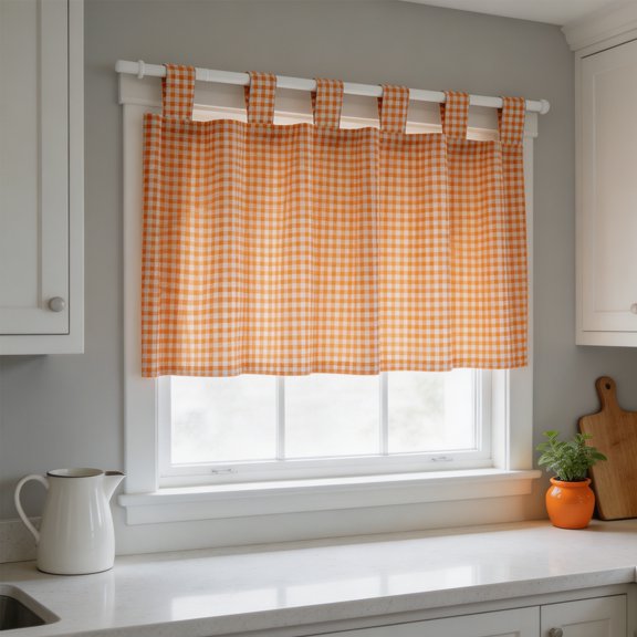 Rod Pocket Checkered Window Valance, Light Blocking Privacy Protection Wear Resistant Cottage Curtain, Multi Match Decorative Partition Topper for Kitchen Living Room Bedroom Interior Window Decor