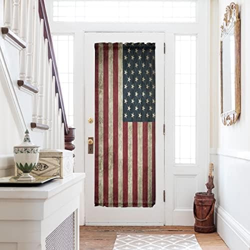 Rod Pocket Door Curtain Panel American Flag French Door Curtains