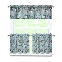 Rod Pocket Kitchen Curtain Set 3-Piece, 27.5x36 Inch Valance & Tier Drapes, Polyester Pongee Cafe Curtains for Living Room, Bathroom, Farmhouse Rustic Country Window Treatments.