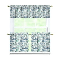 Rod Pocket Kitchen Curtain Set 3-Piece, 27.5x36 Inch Valance & Tier Drapes, Polyester Pongee Cafe Curtains for Living Room, Bathroom, Farmhouse Rustic Country Window Treatments.