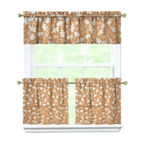 Rod Pocket Kitchen Curtain Set 3-Piece, 27.5x36 Inch Valance & Tier Drapes, Polyester Pongee Cafe Curtains for Living Room, Bathroom, Farmhouse Rustic Country Window Treatments.