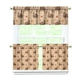 thumbnail image 1 of Rod Pocket Kitchen Curtain Set 3-Piece, 27.5x36 Inch Valance & Tier Drapes, Polyester Pongee Cafe Curtains for Living Room, Bathroom, Farmhouse Rustic Country Window Treatments., 1 of 6