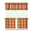 thumbnail image 1 of Rod Pocket Kitchen Curtain Set 3-Piece, 27.5x36 Inch Valance & Tier Drapes, Polyester Pongee Cafe Curtains for Living Room, Bathroom, Farmhouse Rustic Country Window Treatments., 1 of 6