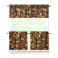 thumbnail image 1 of Rod Pocket Kitchen Curtain Set 3-Piece, 27.5x36 Inch Valance & Tier Drapes, Polyester Pongee Cafe Curtains for Living Room, Bathroom, Farmhouse Rustic Country Window Treatments., 1 of 6