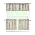 thumbnail image 1 of Rod Pocket Kitchen Curtain Set 3-Piece, 27.5x36 Inch Valance & Tier Drapes, Polyester Pongee Cafe Curtains for Living Room, Bathroom, Farmhouse Rustic Country Window Treatments., 1 of 6