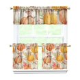 thumbnail image 1 of Rod Pocket Kitchen Curtain Set 3-Piece, 27.5x36 Inch Valance & Tier Drapes, Polyester Pongee Cafe Curtains for Living Room, Bathroom, Farmhouse Rustic Country Window Treatments., 1 of 6
