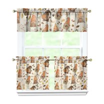 Rod Pocket Kitchen Curtain Set 3-Piece, 27.5x36 Inch Valance & Tier Drapes, Polyester Pongee Cafe Curtains for Living Room, Bathroom, Farmhouse Rustic Country Window Treatments.