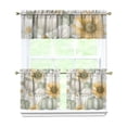 thumbnail image 1 of Rod Pocket Kitchen Curtain Set 3-Piece, 27.5x36 Inch Valance & Tier Drapes, Polyester Pongee Cafe Curtains for Living Room, Bathroom, Farmhouse Rustic Country Window Treatments., 1 of 6