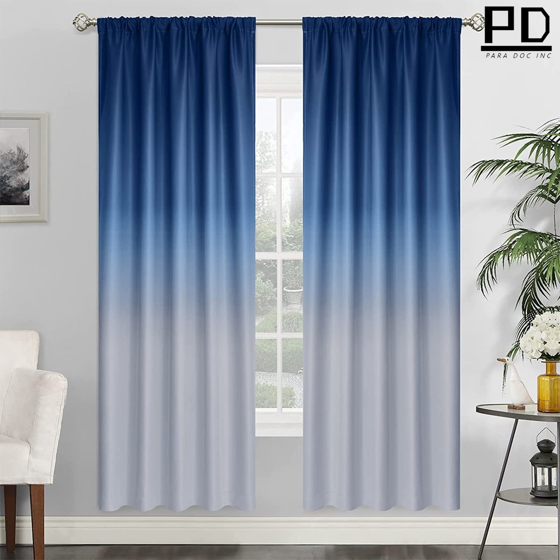 Rod Pocket Ombre Room Darkening Curtains for Bedroom