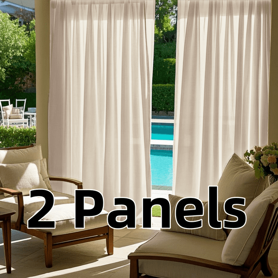 Rod Pocket Outdoor Curtains for Patio, Light Filtering Gazebo Curtain for Pergola/Porch, UV & Privacy Protection Outside Drape, 52" Wide, 2 Panels