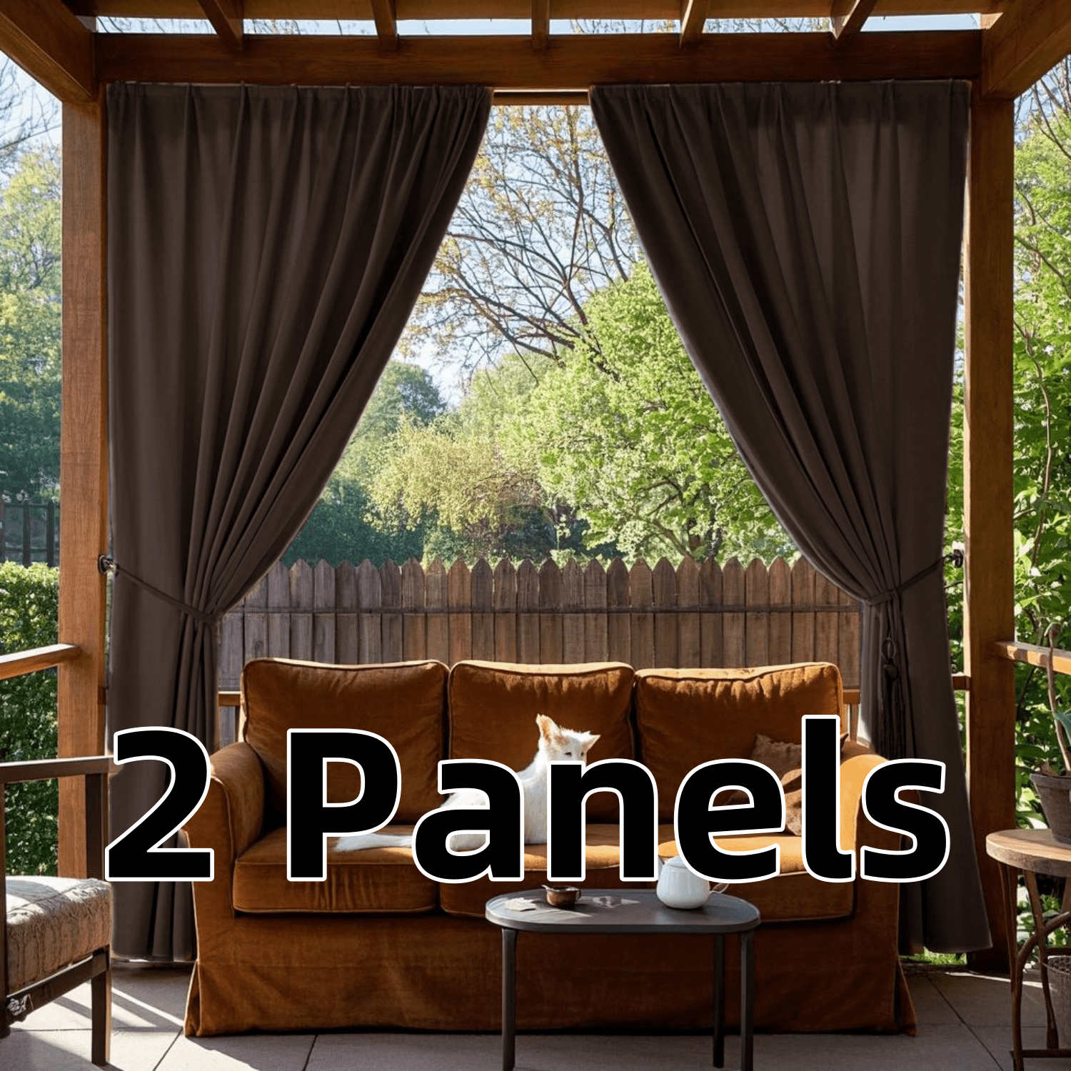 Rod Pocket Outdoor Curtains for Patio, Light Filtering Gazebo Curtain for Pergola/Porch, UV & Privacy Protection Outside Drape, 52" Wide, 2 Panels