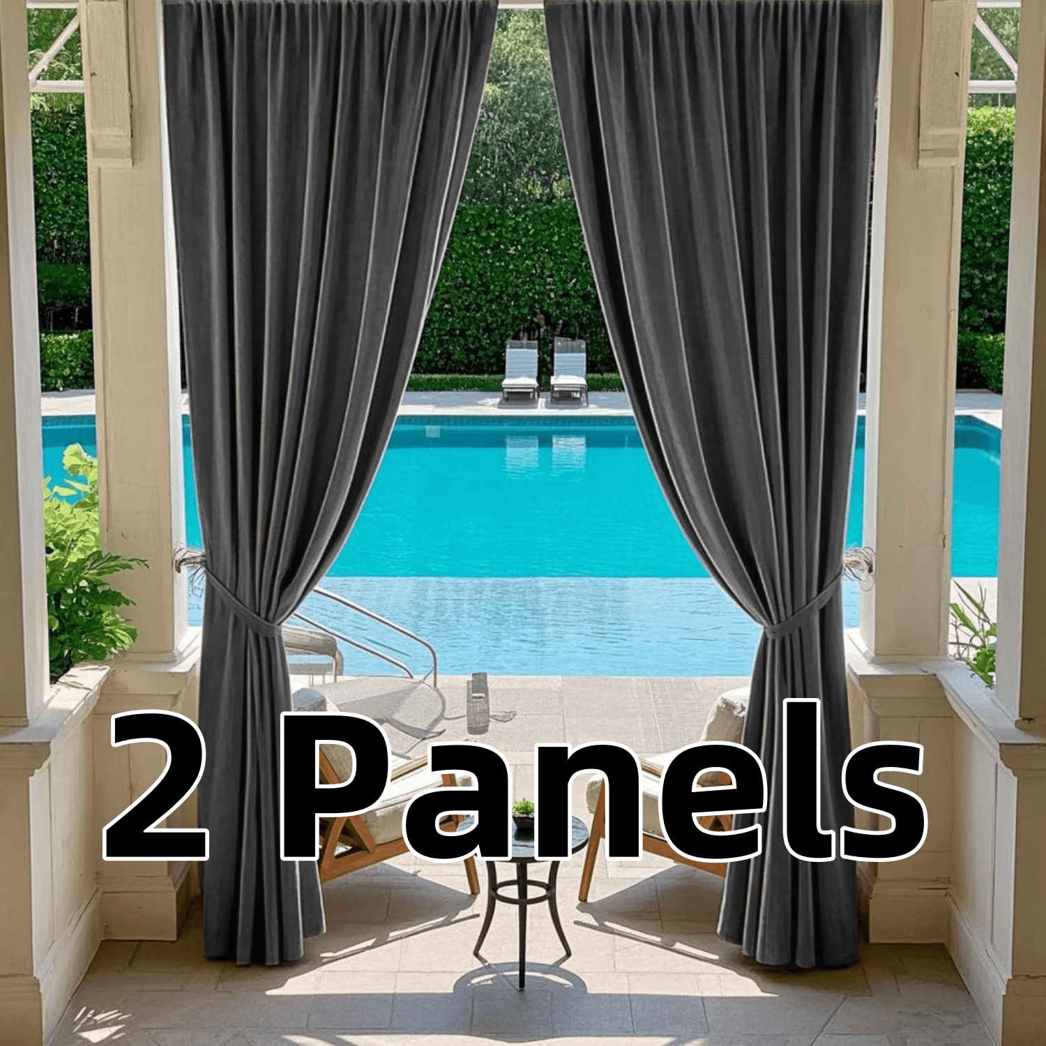 Rod Pocket Outdoor Curtains for Patio, Light Filtering Gazebo Curtain for Pergola/Porch, UV & Privacy Protection Outside Drape, 52" Wide, 2 Panels