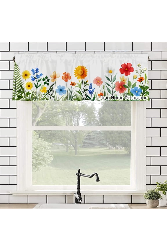 Rod Pocket Polyester kitchen Curtain Valances for Windows For Indoor Living Room Bedroom Kitchen Decoration 54x18 inch