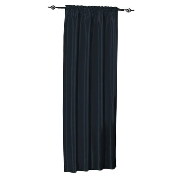 Rod Pocket Soho Faux Silk Curtain Panels (Single)- Navy - 42x63