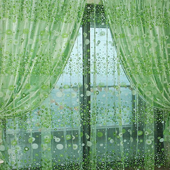 Rod Pocket Top Floral Sheer Voile Curtain,Tulle Transparent Window Treatment for Living Room Bedroom Glass Door,Set of 2 Panels,W39.4xL79 inches