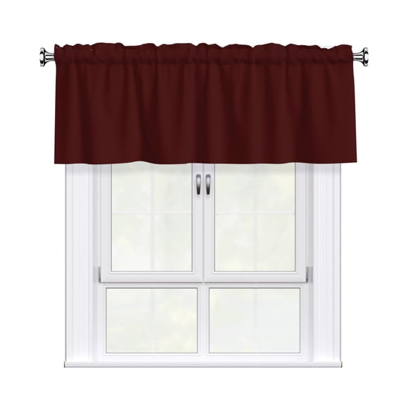 Rod Pocket Valance Curtain 54x18 Inch, Durable Light Filtering Window Topper For Kitchen Bathroom Laundry Studio Burgundy
