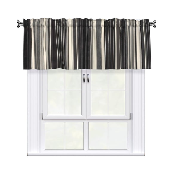Rod Pocket Valance Curtain 54x18 Inch, Durable Light Filtering Window Topper For Kitchen Bathroom Laundry Studio Pale Violet Grey Stripe_1