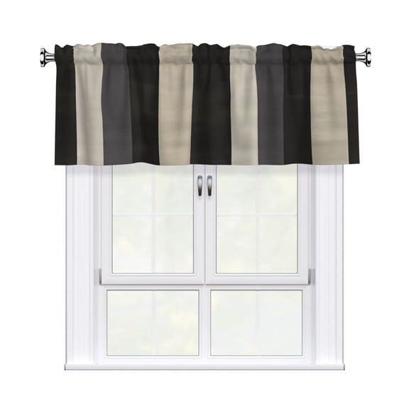 Rod Pocket Valance Curtain 54x18 Inch, Durable Light Filtering Window Topper For Kitchen Bathroom Laundry Studio Pale Violet Grey Stripe_2