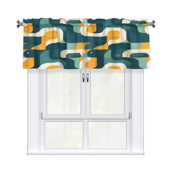Rod Pocket Valance Curtain 54x18 Inch, Durable Light Filtering Window Topper For Kitchen Bathroom Laundry Studio Snake Print Style Slateblue_1