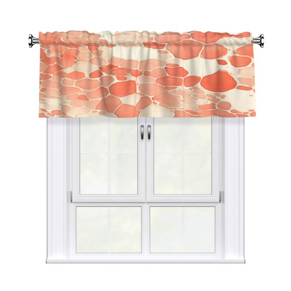 Rod Pocket Valance Curtain 54x18 Inch, Durable Light Filtering Window Topper For Kitchen Bathroom Laundry Studio Snake Skin Print Style Coral_3