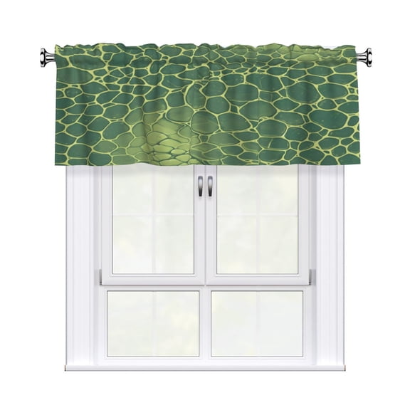 Rod Pocket Valance Curtain 54x18 Inch, Durable Light Filtering Window Topper For Kitchen Bathroom Laundry Studio Snake Skin Print Style Lightgreen_4