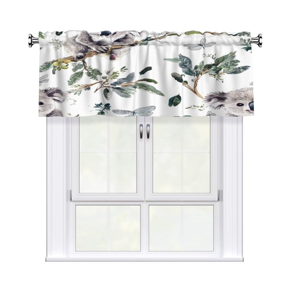 Rod Pocket Valance Curtain 54x18 Inch, Durable Light Filtering Window Topper For Kitchen Bathroom Laundry Studio The Koala Is Hugging A Branch