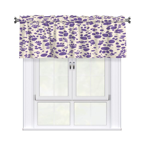 Rod Pocket Valance Curtain 54x18 Inch, Durable Light Filtering Window Topper For Kitchen Bathroom Laundry Studio Tiger Print Style Mediumpurple_3