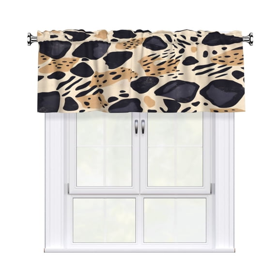 Rod Pocket Valance Curtain 54x18 Inch, Durable Light Filtering Window Topper For Kitchen Bathroom Laundry Studio Tiger Skin Print Style Dimgray_4