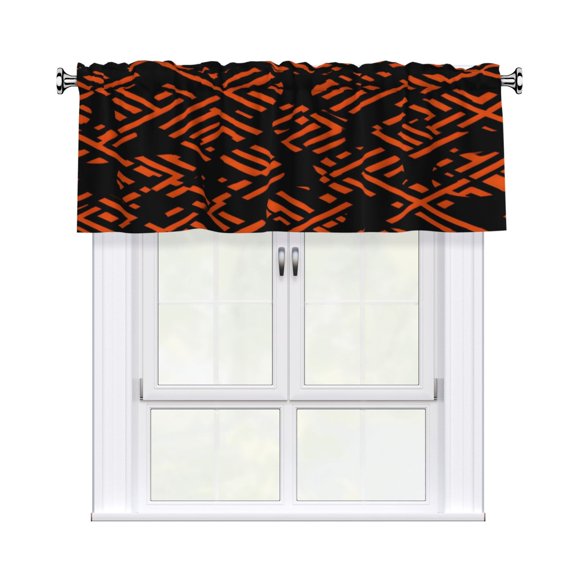 Rod Pocket Valance Curtain 54x18 Inch, Durable Light Filtering Window Topper For Kitchen Bathroom Laundry Studio Basketball Theme Cool Style Minimalist Geometric