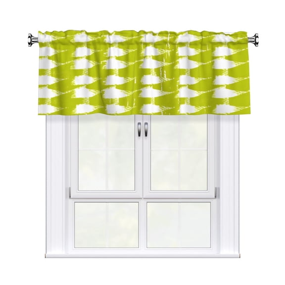 Rod Pocket Valance Curtain 54x18 Inch, Durable Light Filtering Window Topper For Kitchen Bathroom Laundry Studio Chartreuse Retro Houndstooth Hand-Drawn Sketch_1