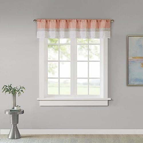 Rod Pocket Valance Window Curtains For Bedroom,Transitional Modern Light Bedroom Curtains, Pieced Amherst Curtain Panels For Living Room Family Room Curtains, 50"" x 18", 1-Panel Pack