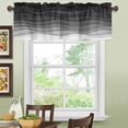 thumbnail image 1 of Rod Pocket Window Valances Black Grey Gradient Wave Short Kitchen Curtains Abstract Geometric Window Treatment Drapes for Bedroom Bathroom Living Room 42x12In,1 Panel, 1 of 7