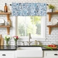 thumbnail image 1 of Rod Pocket Window Valances Blue Gradient Paisley Flower Short Kitchen Curtains Abstract Ethnic Floral Window Treatment Drapes for Bedroom Bathroom Living Room 56x16In,1 Panel, 1 of 9