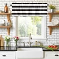 thumbnail image 1 of Rod Pocket Window Valances Minimalistic Black White Short Kitchen Curtains Chic Stripes Window Treatment Drapes for Bedroom Bathroom Living Room 56x16In,1 Panel, 1 of 9