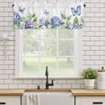 thumbnail image 1 of Rod Pocket Window Valances Watercolor Blue Butterfly Flower on White Short Kitchen Curtains Spring Botanical Window Treatment Drapes for Bedroom Bathroom Living Room 42x12In,1 Panel, 1 of 9